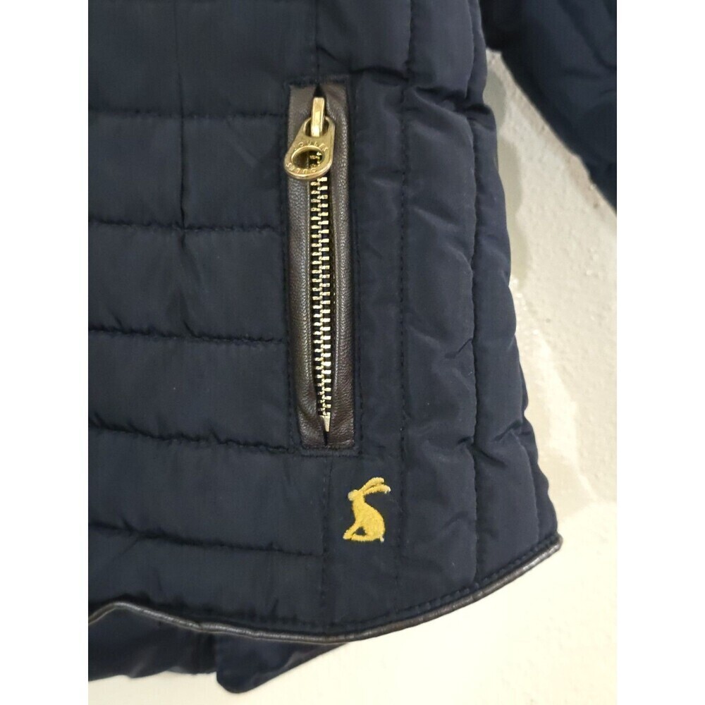 Joules Kids Navy Quilted Puffer Jacket Faux Fur Hood Size 4 Years - Picture 6 of 14